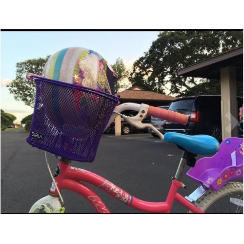  BIRIA Basket with Hooks Purple, Front, Removable, Children Wire mesh Small Kids Bicycle Basket, New, Purple