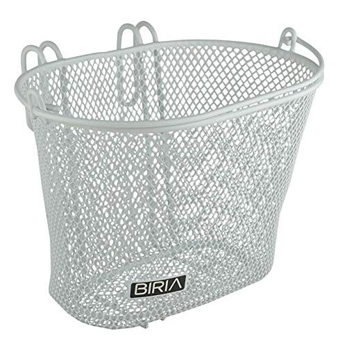  BIRIA Basket with Hooks White, Front, Removable, Wire mesh Small, Kids Bicycle Basket, White