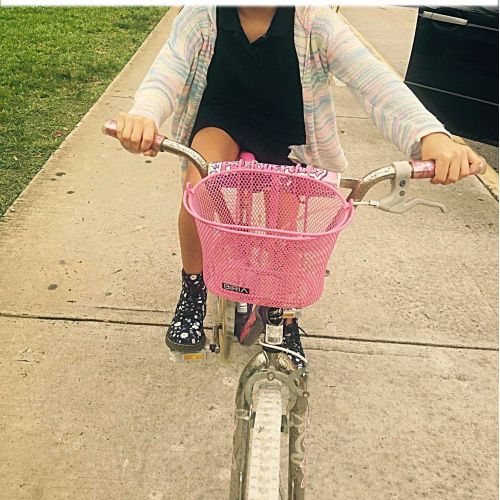  BIRIA Basket with Hooks White, Front, Removable, Wire mesh Small, Kids Bicycle Basket, White