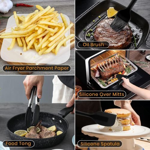  BISNIE Air Fryer Accessories 5.8QT Square, Set of 12 Power Air Fryer Accessories XL Fit for COSORI Ninjia Gowise USA Philips 5.3QT 5.5QT 5.8QT Square Deep Air Fryer BPA Free Dishwasher Sa