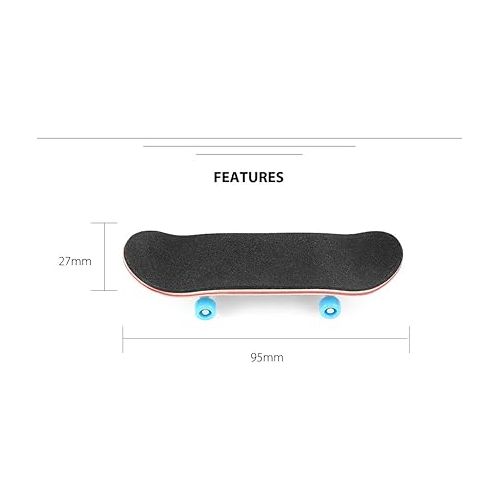  Mini Finger Skateboard - Wooden Finger Board Ultimate Sport Training Props in Light Brown with Ball Bearings -1 Pack (Random Color Bearing Wheels)