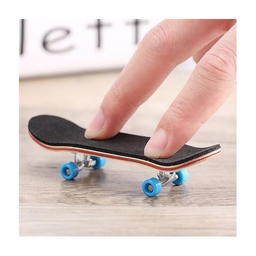  Mini Finger Skateboard - Wooden Finger Board Ultimate Sport Training Props in Light Brown with Ball Bearings -1 Pack (Random Color Bearing Wheels)