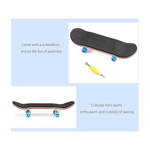  Mini Finger Skateboard - Wooden Finger Board Ultimate Sport Training Props in Light Brown with Ball Bearings -1 Pack (Random Color Bearing Wheels)