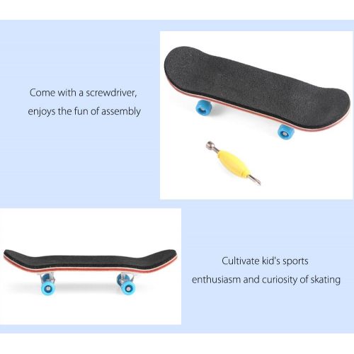  [아마존베스트]BISOZER Mini Finger Skateboard  Wooden Finger Board Ultimate Sport Training Props in Light Brown with Ball Bearings -1 Pack (Random Color Bearing Wheels)