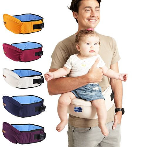  BISOZER-Baby BISOZER Baby Hip Seat Carrier with mesh Pocket, Infant Toddler Waist Stool and Hip Holder Belt, Convenient for Front Seat Men and Women (Wine Red)