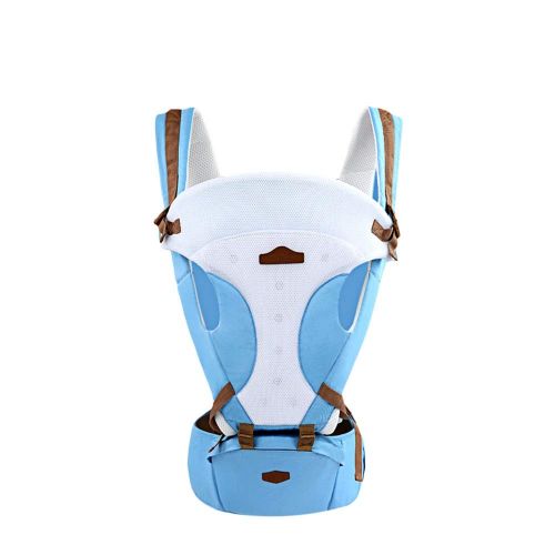  BISOZER-Home Baby Carrier with Hip Seat, Baby Hip Seat Waist Stool, Ergonomic Baby Carrier Backpack, Baby Wrap Carrier, Baby Carriers Front and Back for Men and Women (Blue)