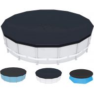 BISPA Pool Cover 12Ft Round, Above Ground Pools Cover with Drawstring Design & Drain Holes, for 58037E, Easy Set Outdoor Family Pools Protector - Black