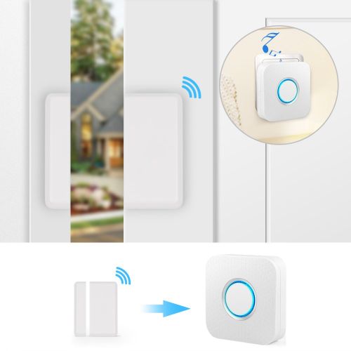  Wireless Door Sensor Alarm Chime, BITIWEND Home Security Window Entry Alert With Operating Range 600 feet52 Chimes For HomeGarageShop (3 Door Sensors & 2 Receiver)
