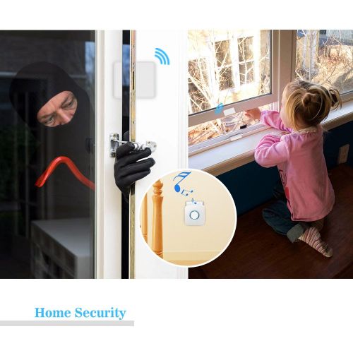 Wireless Door Sensor Alarm Chime, BITIWEND Home Security Window Entry Alert With Operating Range 600 feet52 Chimes For HomeGarageShop (3 Door Sensors & 2 Receiver)