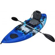 BKC FK285 9.1 Sit On Top Single Fishing Kayak W/Upright Back Support Aluminum Frame Seat, Paddle Included Solo Sit-On-Top Angler Kayak