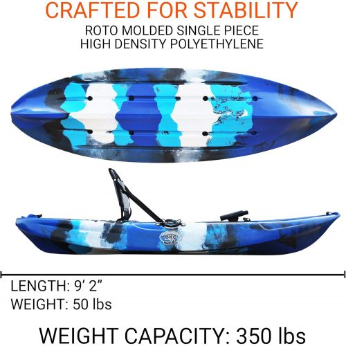  BKC FK285 9.1 Sit On Top Single Fishing Kayak W/Upright Back Support Aluminum Frame Seat, Paddle Included Solo Sit-On-Top Angler Kayak