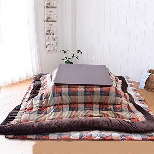  BKWJ Tatami Kotatsu Table with Heater and Blanket, Japanese Stove Heated Table, Comforter, 29.5 inch Wood Square Futon Table for Living Room,Red