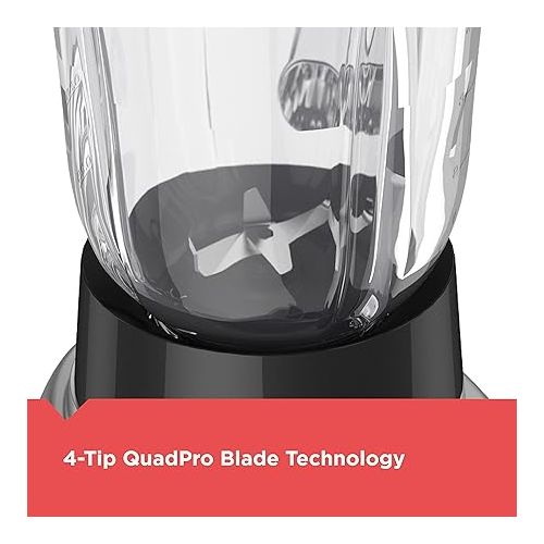  BLACK+DECKER PowerCrush Countertop Blender, BL1230SG, 6-Cup Glass Jar, 4 Speed Settings, Dishwasher Safe, 700W Motor