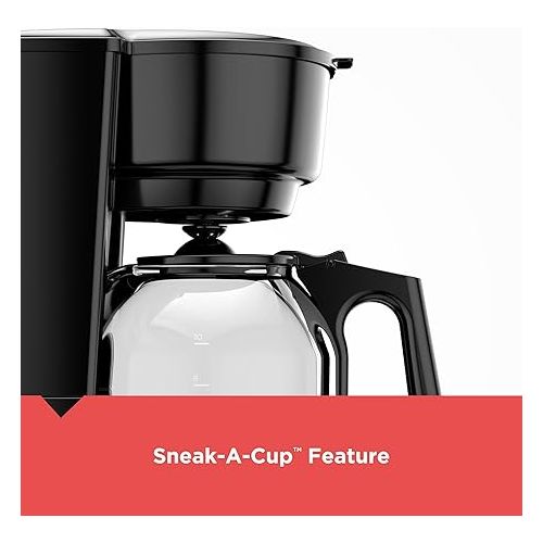  BLACK+DECKER CM0915BKD 12-Cup Coffee Maker with Easy On/Off Switch, Easy Pour, Non-Drip Carafe with Removable Filter Basket, Black