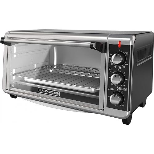  BLACK+DECKER 8-Slice Extra Wide Convection Toaster Oven, TO3250XSB, Fits 9