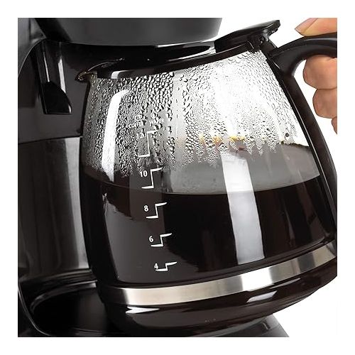  BLACK+DECKER 12-Cup Programmable Coffee Maker, DCM100B, Duralife Carafe, Easy-View Water Window, Removable Filter Basket