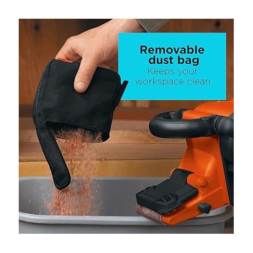  BLACK+DECKER Belt Sander with Dust Bag, 7-Amp, 3-Inch by 21-Inch (DS321)