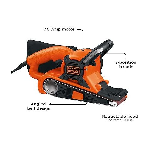  BLACK+DECKER Belt Sander with Dust Bag, 7-Amp, 3-Inch by 21-Inch (DS321)