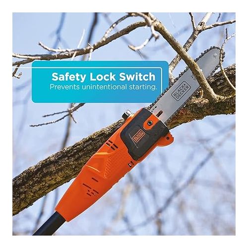  BLACK+DECKER 20V Max Pole Saw for Tree Trimming, Cordless, with Extension up to 14 ft., Bare Tool Only (LPP120B)