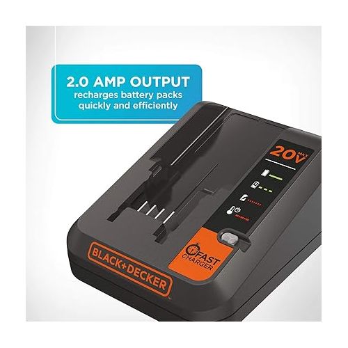  BLACK+DECKER 20V MAX Lithium Battery Charger, 2 Amp (BDCAC202B)