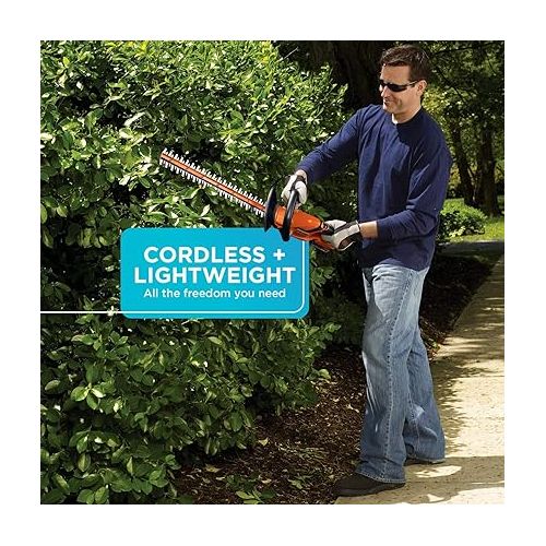  BLACK+DECKER 20V MAX Cordless Hedge Trimmer, 22-Inch, Tool Only (LHT2220B)