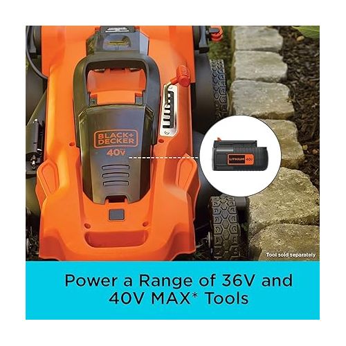  BLACK+DECKER 40V MAX Lithium Battery, Compatible with 36V and 40V MAX Power Tools, Lithium Ion Technology, Charger Not Included (LBX2040)