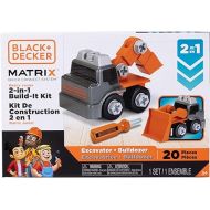 Black+Decker Matrix Jr.Kids Boys Play Tools 2-in-1 Build-It Kit: Excavator and Bulldozer 20 Piece Playset