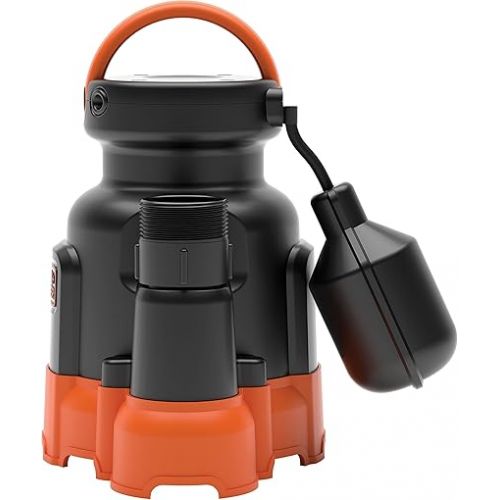  Black+Decker 1/4 HP Submersible Sump Pump, Pumps up to 2300 GPH