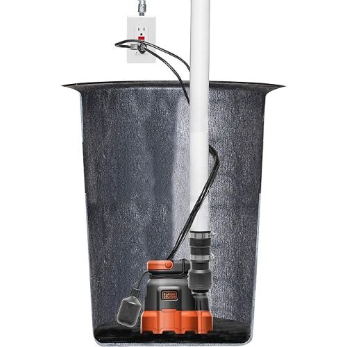  Black+Decker 1/4 HP Submersible Sump Pump, Pumps up to 2300 GPH