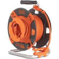 BLACK+DECKER Retractable Extension Cord, 50 ft, 14AWG SJTW Power Cable, For Electric Tools - Outdoor Power Cord Reel w/ Heavy-Duty Rewind Handle - Premium Cord Retractor for Backyard + Workshop