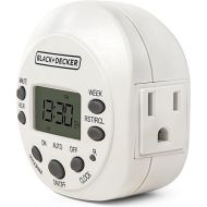 BLACK+DECKER Light Timers, Programmable, Indoor, 1 Pack, with Grounded Outlet - Compact Digital Timer Outlet with Daylight Savings Mode, 7-Day Weekly Settings - Plug Timer for Appliances, Lamps