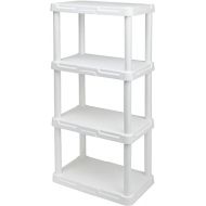 BLACK+DECKER, White, 4-Tier Light Duty Storage Shelf, 50lbs/Shelf (47”H x 22.1”W x 14.3”D), Plastic Shelving Unit, Made in The USA