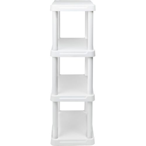  BLACK+DECKER, WHITE, 4-Tier Light Duty Storage Shelf, 50lbs/Shelf (47”H x 22.1”W x 14.3”D), Plastic Shelving Unit, Made in The USA