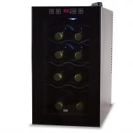 8 Bottle Capacity Thermoelectric Wine Cellar - Electronic Touch Controls & LED Display - Black Cabinet with UV Glass Door & Interior Light by BLACK+DECKER - BWT08THSB