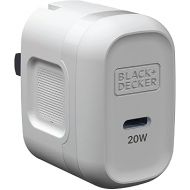 BLACK+DECKER GaN PD Wall Charger, 1-Port, 20W - USB Type C Wall Plug - Compact Power Block USB C - Type C Wall Charger Fast Charging - USB C Charger Block 20W (White)