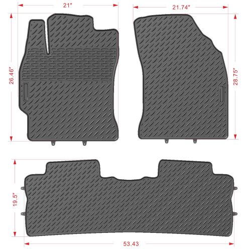  BLACK 2014-2015 Toyota Corolla Floor Mats 3-Piece Set, Heavy Duty All Weather Floor Mats