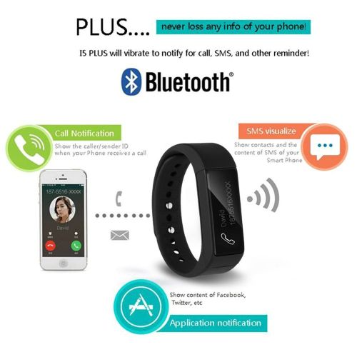  BLACK BOND I5 Plus Smart Wristband Passometer Sleep Monitor Health Fitness Tracker For IOS&Android (BLUE)