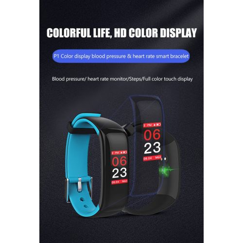  BLACK BOND Color Display P1 Plus Smart Bracelet Heart Rate Monitor Blood Pressure Smartwatch (GREEN)