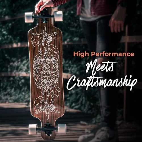  Black Longboards Collection | Longboard Skateboard Complete | Exotic Wood with Canadian Maple Core | Cruising, Carving, Freestyle, Dancing, Downhill, Freeride