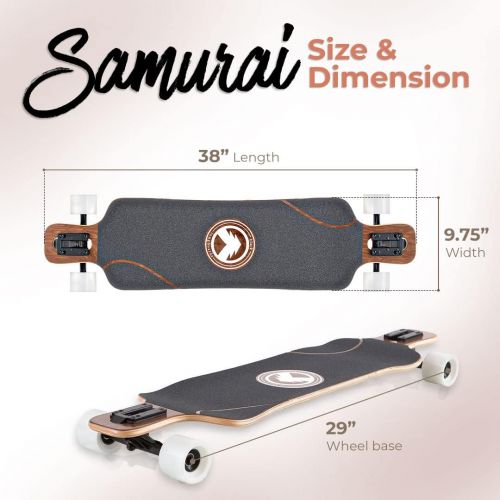  Black Longboards Collection | Longboard Skateboard Complete | Exotic Wood with Canadian Maple Core | Cruising, Carving, Freestyle, Dancing, Downhill, Freeride