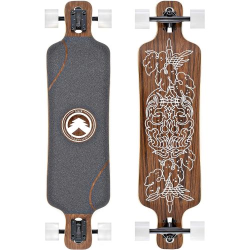  Black Longboards Collection | Longboard Skateboard Complete | Exotic Wood with Canadian Maple Core | Cruising, Carving, Freestyle, Dancing, Downhill, Freeride