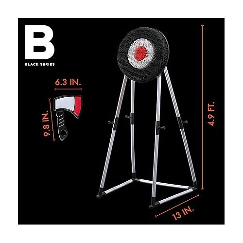  BLACK SERIES Axe Throwing Set [Amazon Exclusive] Includes 3 Plastic Axes, Collapsible Stand, Bristle Target, Safe for Indoor & Outdoor Play, Fun Sports Activity, Toss Game for Adults & Kids