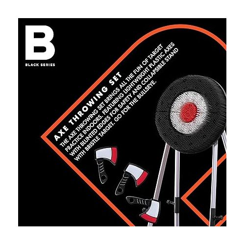  BLACK SERIES Axe Throwing Set [Amazon Exclusive] Includes 3 Plastic Axes, Collapsible Stand, Bristle Target, Safe for Indoor & Outdoor Play, Fun Sports Activity, Toss Game for Adults & Kids