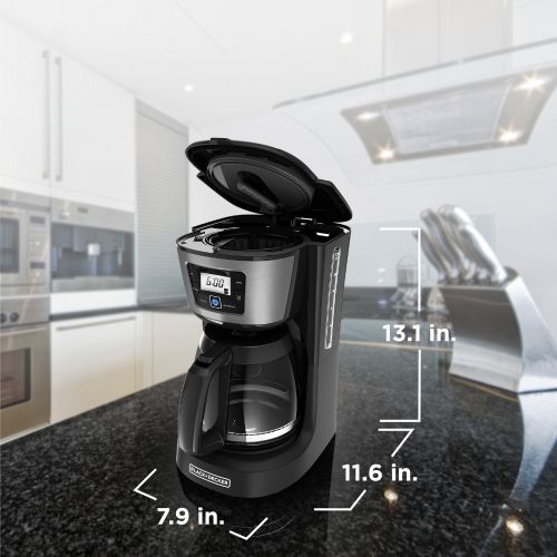  BLACK+DECKER 12-Cup Programmable Coffeemaker, BlackStainless Steel, CM2030B