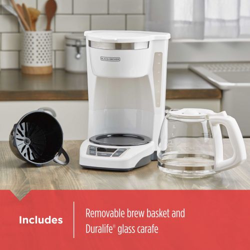  BLACK+DECKER 12-Cup* Programmable Coffeemaker, White, CM1160W