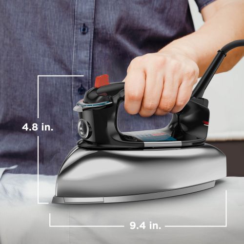  BLACK+DECKER Classic Iron with Aluminum Soleplate, BlackStainless Steel, F67E-T