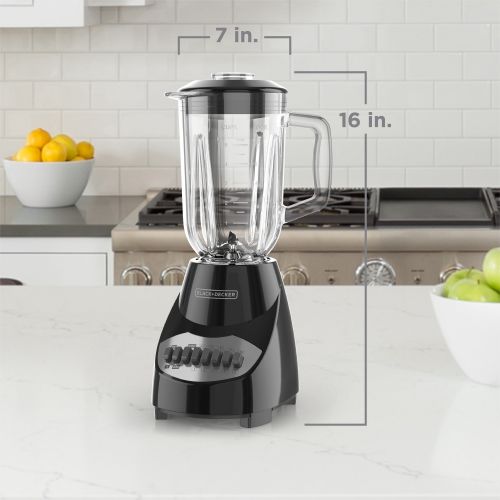  BLACK+DECKER Countertop Blender with 5-Cup Glass Jar, Black, BL2010BG