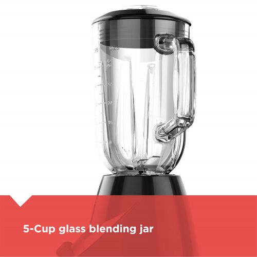  BLACK+DECKER Countertop Blender with 5-Cup Glass Jar, Black, BL2010BG