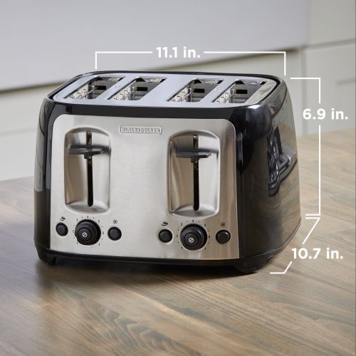  BLACK+DECKER 4-Slice Toaster with Extra-Wide Slots, BlackSilver, TR1478BD