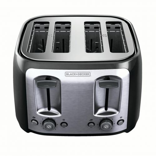  BLACK+DECKER 4-Slice Toaster with Extra-Wide Slots, BlackSilver, TR1478BD